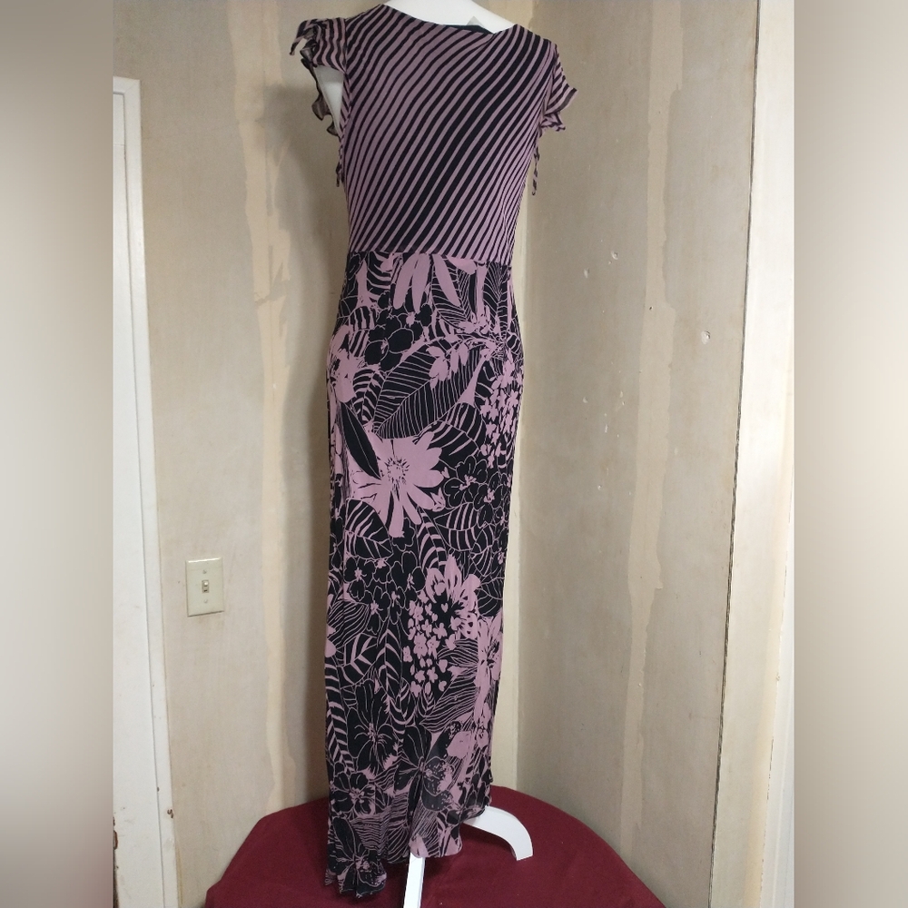 Floral & Striped Pink and Black Maxi Dress - Picture 11 of 11